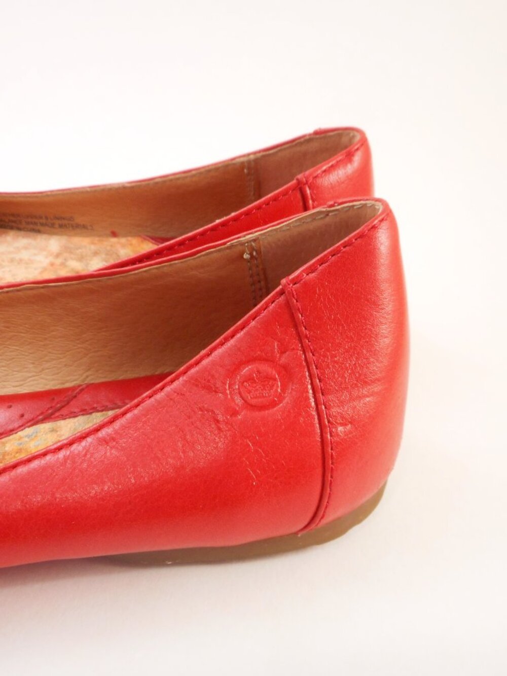 Born Women's Size 7.5 M/W Shoes Red-Orange Leather Flower Slip On Flats - Picture 5 of 10